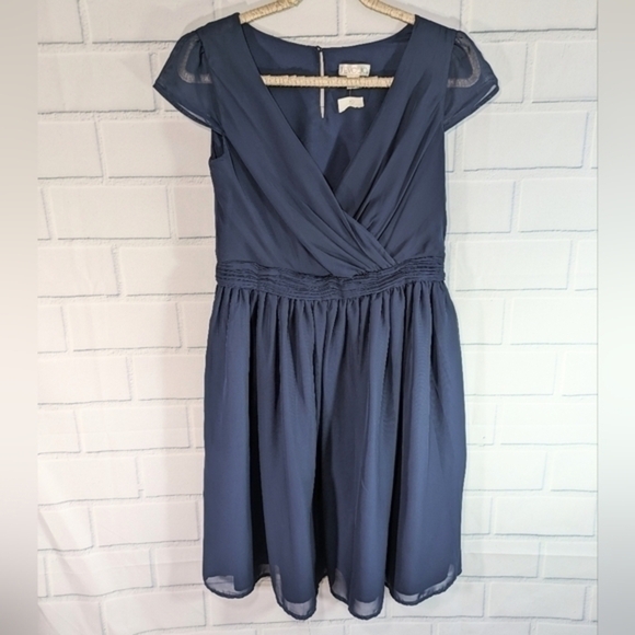 Tevolio Navy Faux Wrap Dress - Picture 1 of 4